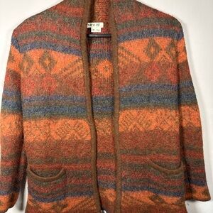 Orvis Women M Alpaca Blend Cardigan Southwestern Open Front Sweater